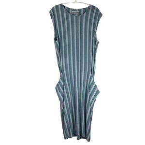 Biancoghiaccio Striped Bodycon Dress with Pockets Size L